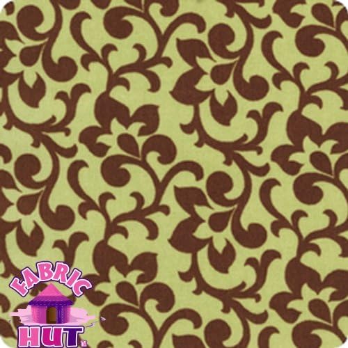 44" Wide Robert Kaufman Metro Living Floral Scroll Celery Cotton By The Yard