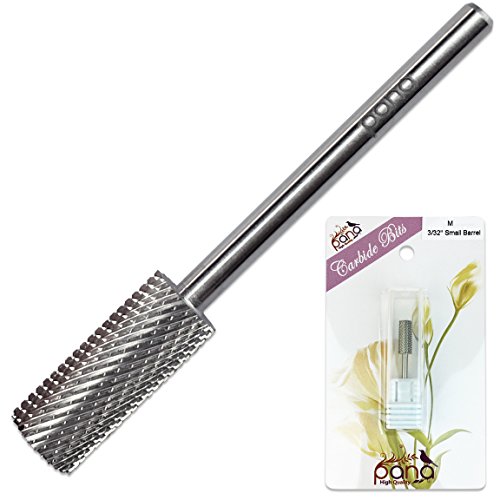 Pana 3/32" Safety Nail Carbide Bit - Silver Small Barrel Head (Grit: Medium - M) for Electric Dremel Drill Machine