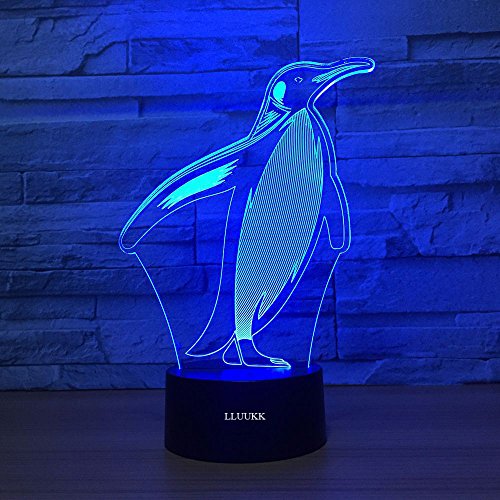 image for LLUUKK Visual 3D Night Light Lamp Penguin Toys Desk Lamp Table Decorat