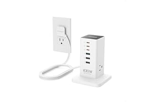 Charging Station, TESSAN 100W Max GaN USB C Charger Block, 6-Ports and 3 AC Outlets Power Tower, Fast Charging for Multiple D