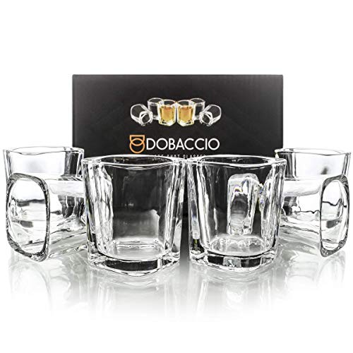 Square Shot Glasses for Whiskey, Brandy, Tequila. Shooting Drinking Glass, 2 oz. Set of 6