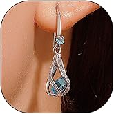 Sparkling Crystal Teardrop Dangle Earrings for Women Delicate Silver Geometric Texture Hollow Hook Earrings Trendy Cubic Zirconia Wedding Jewelry Gift