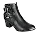 Reneeze BABA-01 Women Stacked Heel Buckle Ankle Booties -BLACK