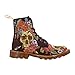 D-Story Shoes Skull and Flower Lace Up Martin Boots For Women