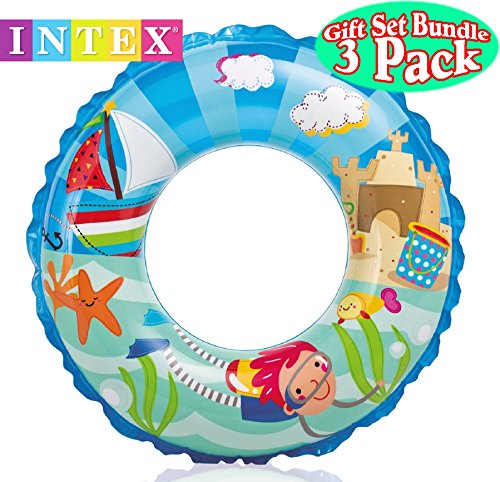 Intex Ocean Reef Transparent Swim Rings Dinosaurs,Mermaid Andbeach Gift Set Bundle-3 Pack