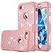 GreenElec iPhone 7 Case, [Diamond Studded Bling Rhinestone] Hybrid Heavy Duty Dual Layer Armor Defender Protective Rubber Case with Fit Perfect Shock Absorbing Scratch Proof for iPhone 7 (Rose Gold)