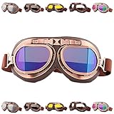 Peicees Vintage Helmet Goggles Motrocycle Scooter Cycle Mountain Bike Motorcross Cycling Goggles Retro Aviator Pilot Goggles Off-Road Glasses Eyewear