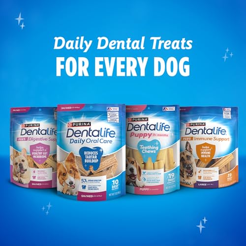 DENTALIFE DAILY ORAL CARE DOG TREATS FOR LARGE DOGS 40 PLUS LBS., CHEWY DENTAL TREAT TO FRESHEN BREATH AND FIGHT TARTAR, CHICKEN FLAVOR, 36 OZ. EACH, 30 CHEWS EACH/60 TOTAL CHEWS – 30 CT. POUCH