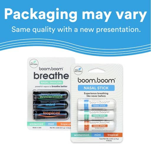 Aromatherapy Nasal Stick (3 Pack) by BoomBoom Enhance Breathing + Boost Focus Breathe Vapor