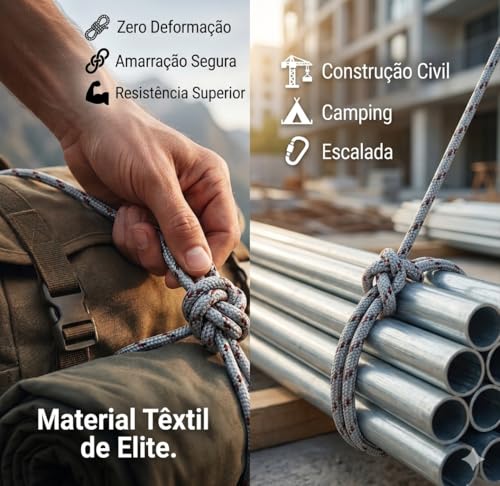 Kit 2 Cordas Varal Multiuso 20m Cada Nylon Alta Resistencia Para Camping Amarracao Escalada Corda Textil