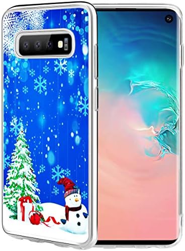 for Galaxy S10 Case Merry Christmas,Gifun Anti-Slide and Drop Protection Soft TPU Protective Case Cover for Samsung Galaxy S10 2019 Release 6.1- Chrismas Snow and Christmas Tree and Snowman