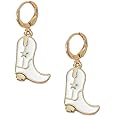 MOEPAPA Enamel Western Cowgirl Boot Earrings Cowgboy Dangle Drop earrings