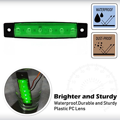 image for Meerkatt (Pack of 20) 3.8 Inch Green 6 LED Mini Side Clearance Marker 
