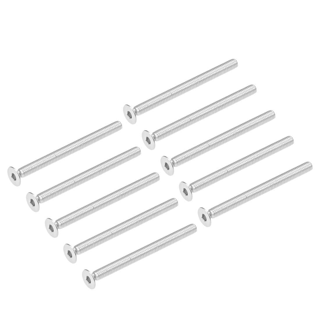 sourcing map M4x50mm Flat Head Machine Screws Inner Hex Screw 304 Stainless Steel Fasteners Bolts 30Pcs