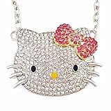 Wrapables Large Kitty Pendant Necklace With Pink Bow
