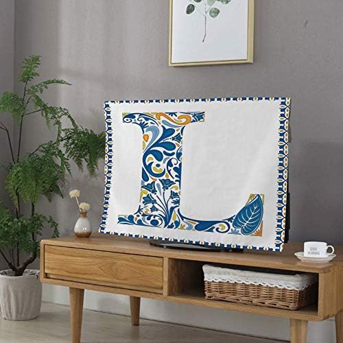 飾りカバー テレビ 55インチのテレビに適用 インテリア テレビアクセサリー 可愛い 手紙l 伝統的なポルトガル語のアートの大文字l抽象的なパターン化されたフォントデザイン装飾 インテリア 青黄色オレンジ 車 バイク ジュエリー B085ztt8k8 新作製品 世界最高品質