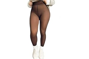 Magic Bare-Leg Look Fleece Lined Tights, Translucent Fleece Lined Leggings, Winter Thermal FleecesLeggings