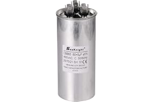BlueNatHxRPR 60+5 MFD uF CBB65 Capacitor Air Conditioner Capacitor Round Dural Motor Run Capacitor Withstand 450V AC