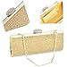 ECOSUSI Elegant Rhinestones Clasp Flap Clutch Evening Handbag Purse Gold