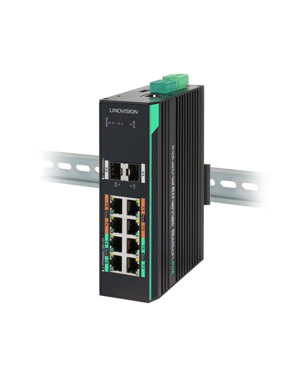 8-poorts industriële PoE switch met SFP