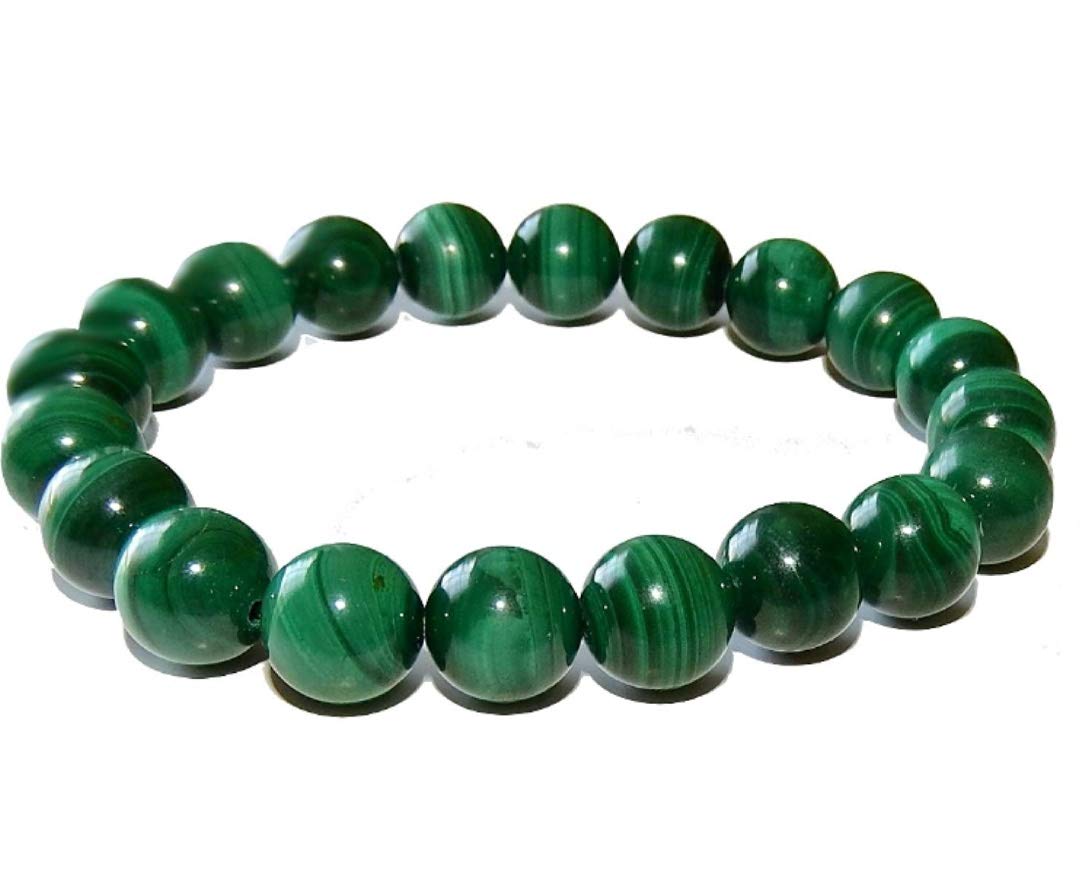 DHYANARSH Original Natural AAA Malachite Bracelet - Genuine Malachite for Spiritual Healing Jewelry, 8 mm, Gemstone, Agate