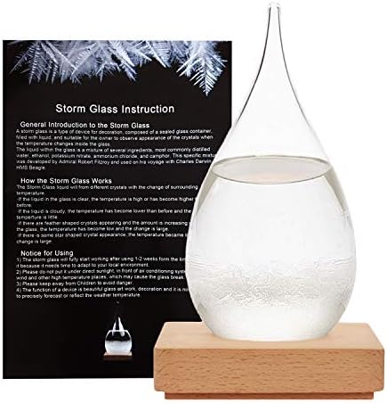 Storm Glass Weather Barometer Forecast - Creative Crystal Glass Desktop Projection Technology Weather Station, High-Grade Home and Office Decoration(Large)