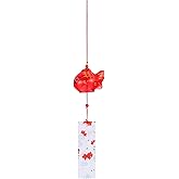 Japanese Wind Chimes Glass Wind Bells Japanese Goldfish Glass Windchimes Bells Suncatcher Flower Chime Handmade Birthday for Hallway Corridors Yards Garden Patio Decor