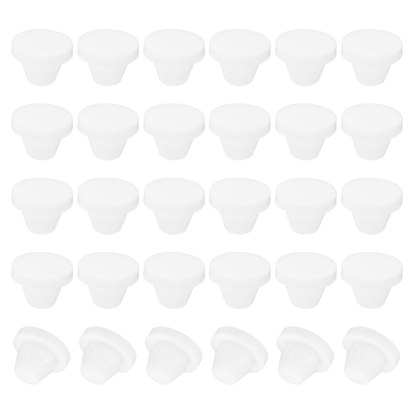 PATIKIL 8mm Diameter Silicone Round Snap, 30 Pcs in Type Locking Furniture Hole Plug Button Protective Cover Cap Head Fit for 2.5-8mm Hole for Seal Bulkhead Cylinder Hole, White