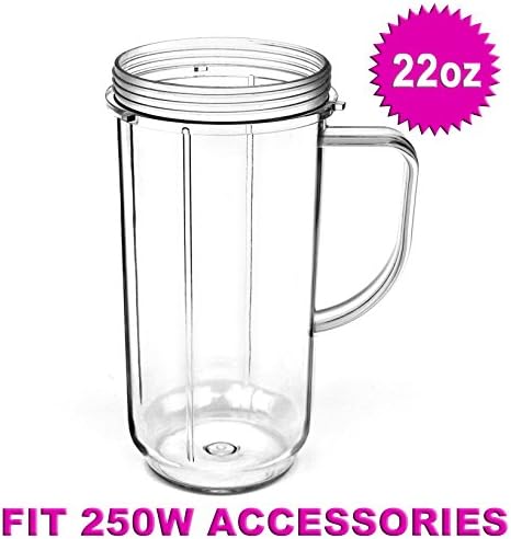 ELEFOCUS 22oz Tall Cup with Handle for Magic Bullet 250W Blender Juicer Mixer