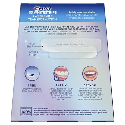 CREST 3D WHITESTRIPS GLAMOROUS WHITE, 3D WHITE, TEETH WHITENING STRIP KIT, 32 STRIPS (16 COUNT PACK) – CREST TEETH WHITENING STRIPS, TEETH WHITENING KIT – PACKAGING MAY VARY