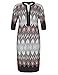 Chicwe Women's Zip V Neck Border Print Plus Size Dress 24, Black&Brick
