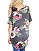 Nlife Women Short Sleeve Cold Shoulder Floral Printed Blouse Casual Tops T Shirt