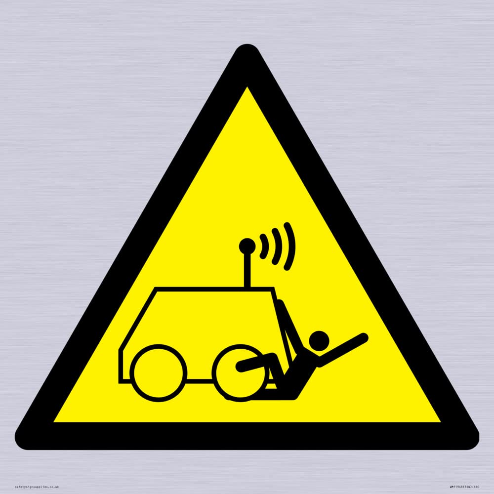 W037 Warning: Run over by remote operator controlled machine Sign - 400x400mm - S40
