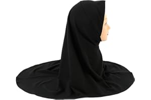 amokk Solid Hijab Scarf for Toddler Girls Muslim One Piece Headscarf Wrap for 4-8 Years