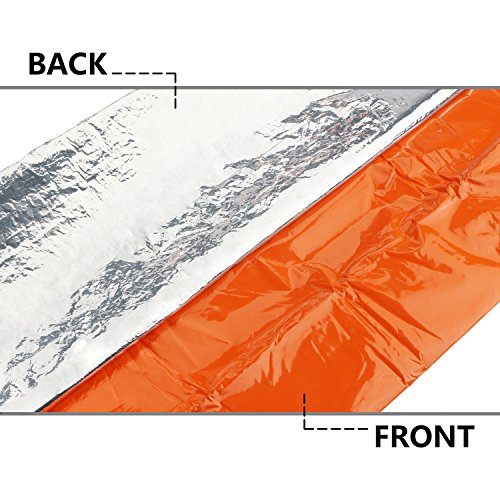 Emergency Survival Sleeping Bag Bivy Sack 2 Pack Waterproof Mylar Thermal Blanket up to 90% Heat Retention, Survival Gear for Outdoors Camping Backpacking First Aid - 84" x 36"