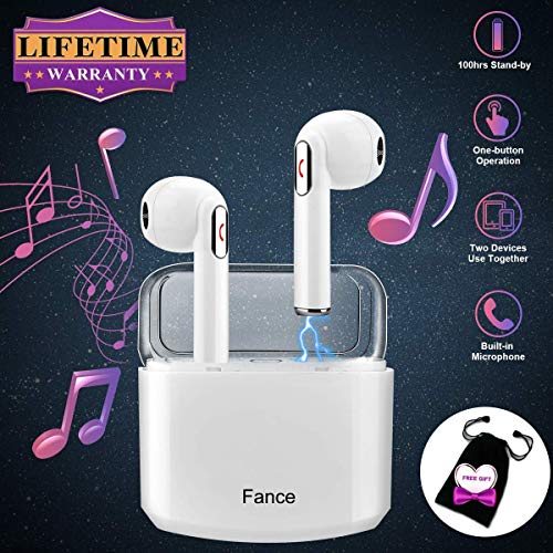 Wireless Earbuds,Bluetooth Earburds Stereo, Wireless Earphones with Mic Mini In-Ear Earbuds Earphones Earpiece Sweatproof Sports Earbuds with Charging Case Compatible I Phone XS XR 8 7 Samsung Android