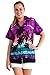 Funky Hawaiian Shirt for Women, Beach, Purple, L
