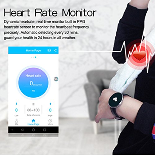 MeiLiio Smart Tracker Watch with Heart Rate and Blood Pressure, Waterproof Smart Wristbands Blood Oxygen Bluetooth Smart Bracelet Running GPS Units for Women Men (Silver Leahter Wristband)