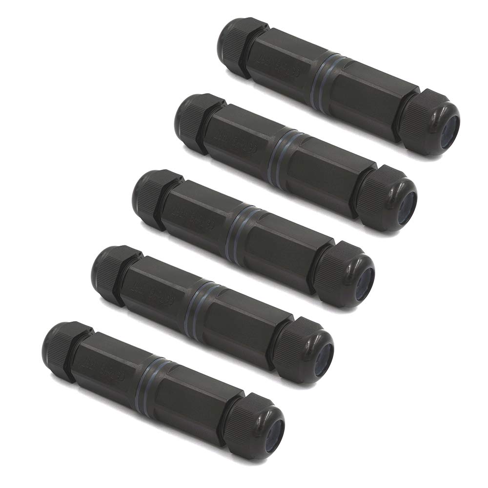 VCE IP68 Waterproof RJ45 Coupler, CAT6 CAT5E CAT5 Female to Female Connector, Outdoor Network Extender Shielded 8Pin Compatible with Ethernet LAN Cable, 5 Pack