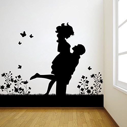 DECOR Kafe Decal Style Lovely Couple Wall Sticker Large Size-34*28 Inch - Black ( Buy One Get 1 Switch Sticker Free )