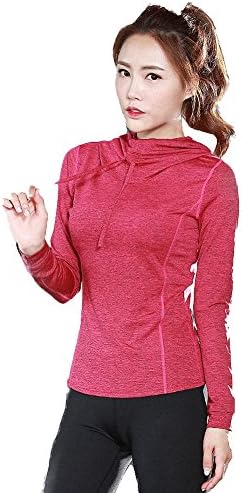 LUQHUQ Women's Lightweight Yoga Fully enclosed Hoodie Jackets, Keep warm Sports Clothing(XL,Red)