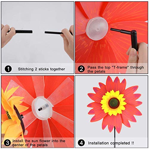 B bangcool Sunflower Garden Spinner Lawn Pinwheels Wind Spinners Sunflowers Garden Party Pinwheel Wind Spinner for Patio Lawn & Garden(6PCS)