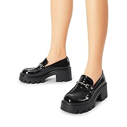 Women Loafers Platform Chunky Heel Slip On Lug Sole