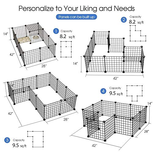 JYYG Small Pet Pen Bunny Cage Dogs Playpen Indoor Out Door Animal Fence Puppy Guinea Pigs, Dwarf Rabbits (24 Panels (Open Door), Black) - Thumbnail 5