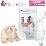 NatureBond Silicone Manual Breast Pump Breastfeeding Milk Saver Suction | BONUS Pump Stopper, Lid, Pouch, AirTight Vacuum Sealed in Hardcover Gift Box. BPA Free & 100% Food Grade Silicone