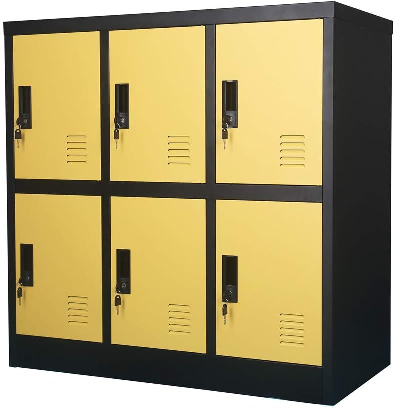 MECOLOR Office and home employee locker cabinet self storage organizers (yellow, W6D)