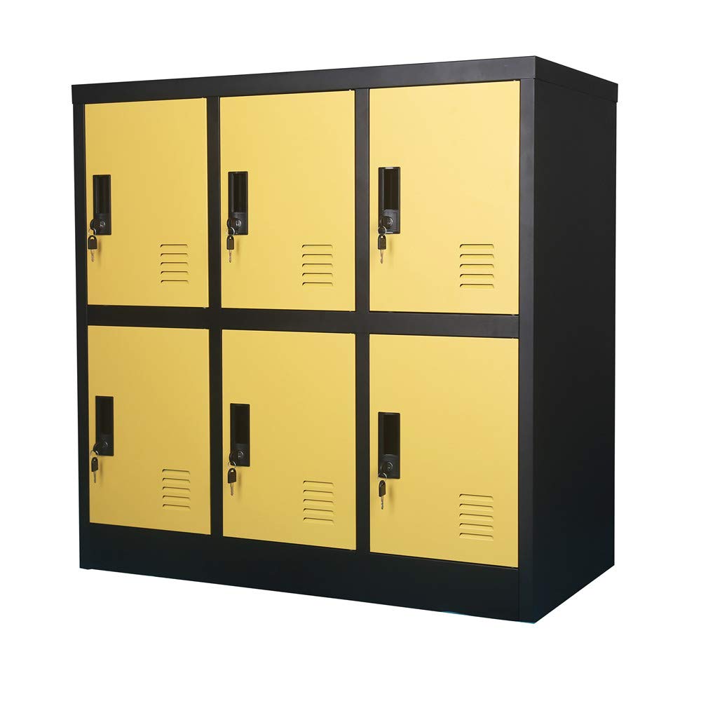 MECOLOR Office and home employee locker cabinet self storage organizers (yellow, W6D)