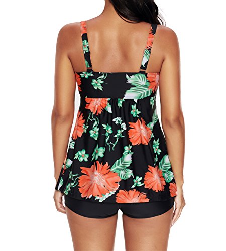 LA ORCHID Laorchid Damen zweiteilig Badeanzug Push up Bademoden bauchweg Tankini Set Raffungen high Waist Tankini… – Bild 3