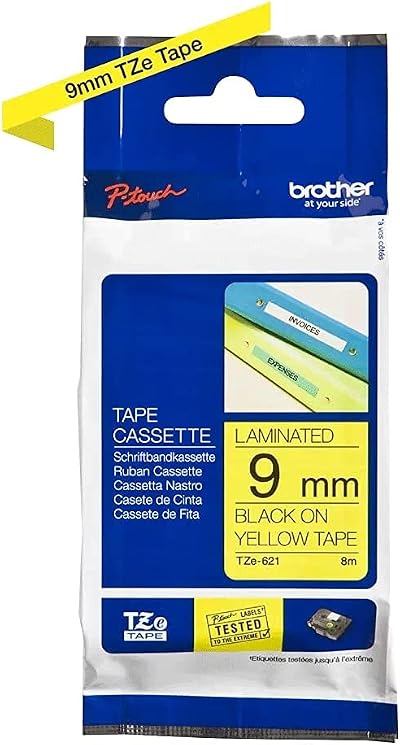 Brother TZe-621 Laminated Tape Black on Yellow 0.9 cm x 8 m Roll