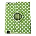 HDE Rotating iPad Case Magnetic Folding Leather Cover Folio Flip Stand for Apple iPad 2 iPad 3 iPad 4 (Green & White Polka Dot)